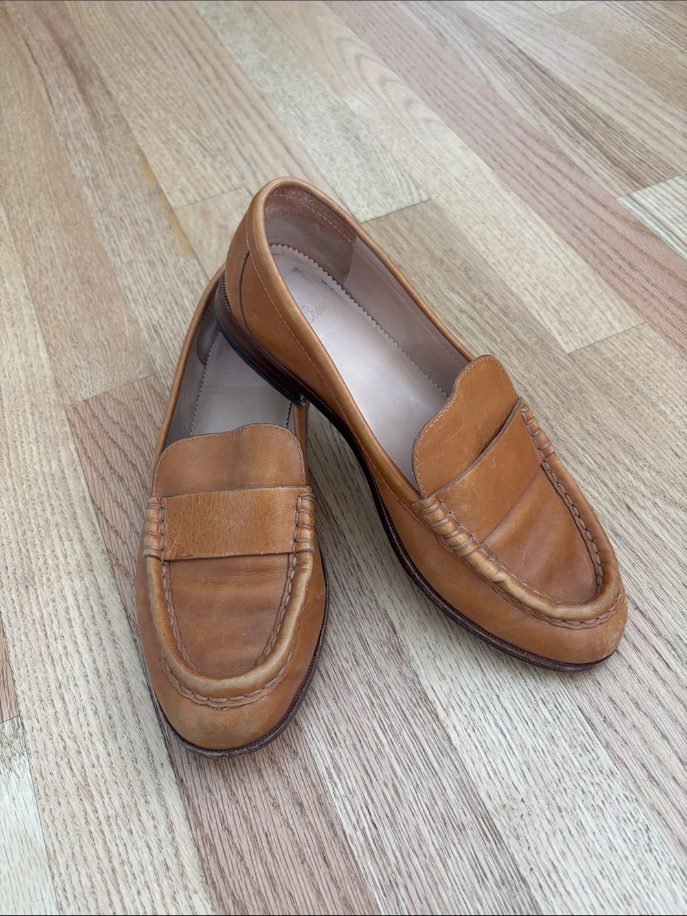 J Crew Tan Camel Leather Loafers 7